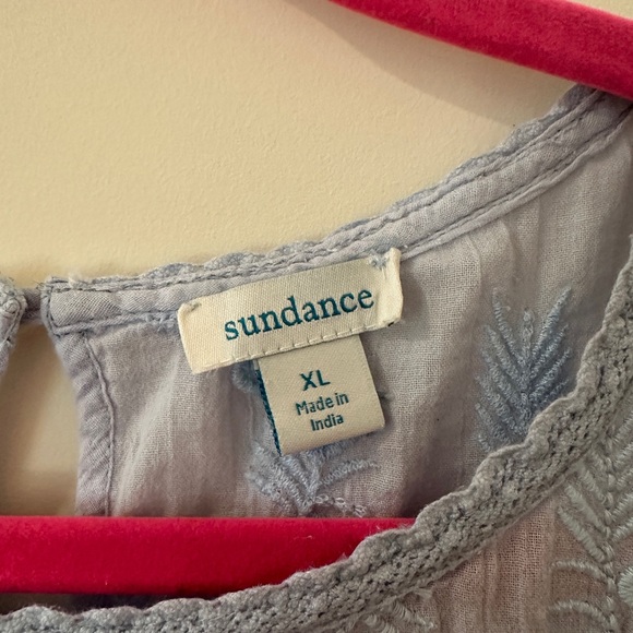 Sundance pastel blue lace and eyelet embroidered top size XL - Picture 6 of 8